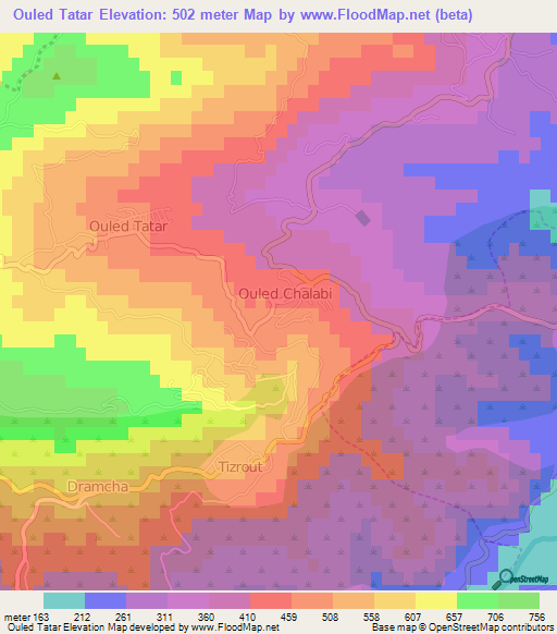 Ouled Tatar,Algeria Elevation Map