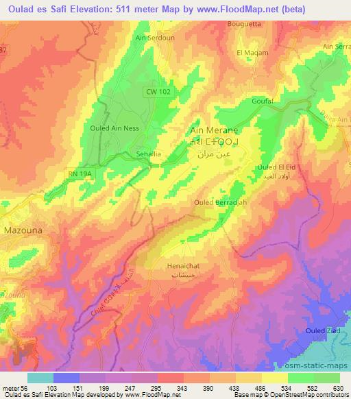 Oulad es Safi,Algeria Elevation Map