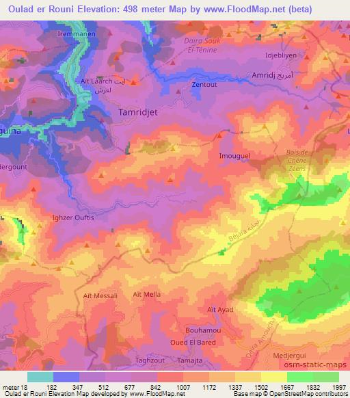 Oulad er Rouni,Algeria Elevation Map