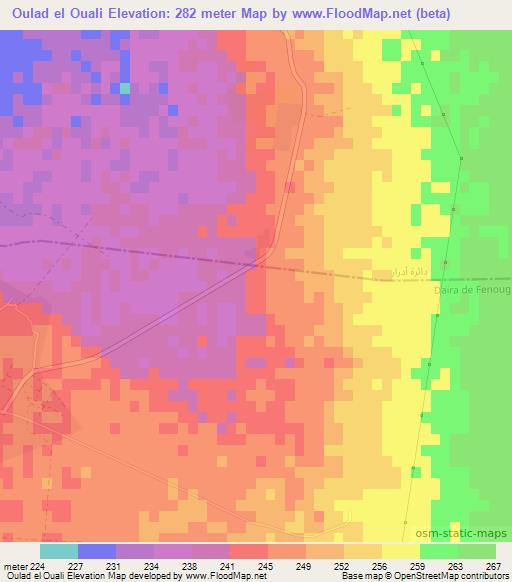 Oulad el Ouali,Algeria Elevation Map