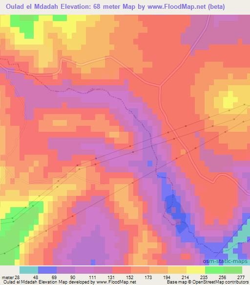 Oulad el Mdadah,Algeria Elevation Map