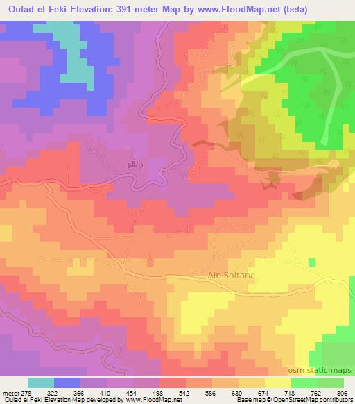 Oulad el Feki,Algeria Elevation Map