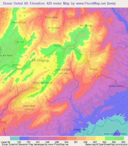 Douar Ouled Ali,Algeria Elevation Map