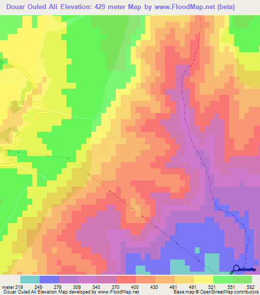 Douar Ouled Ali,Algeria Elevation Map