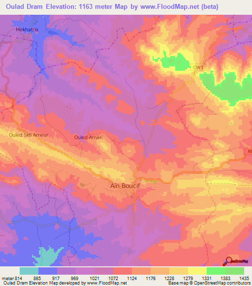 Oulad Dram,Algeria Elevation Map
