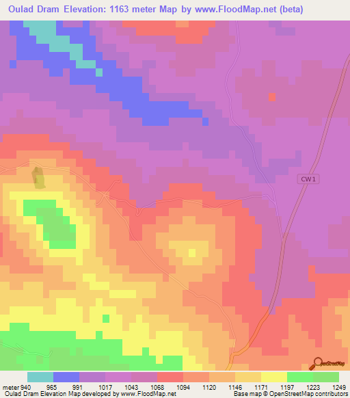 Oulad Dram,Algeria Elevation Map