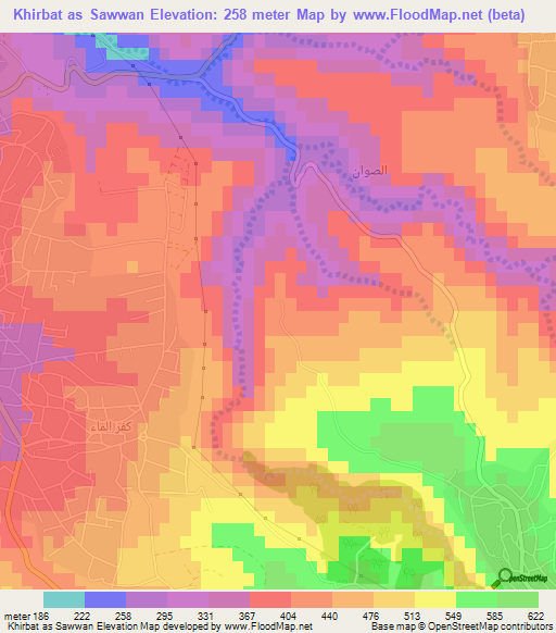 Khirbat as Sawwan,Jordan Elevation Map