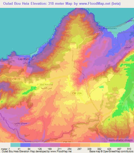Oulad Bou Heia,Algeria Elevation Map