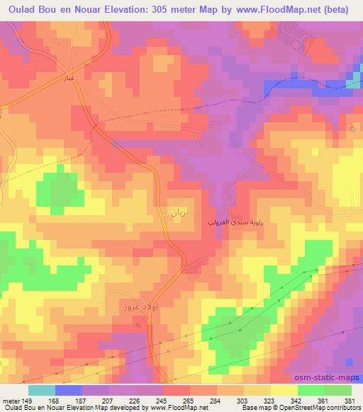 Oulad Bou en Nouar,Algeria Elevation Map