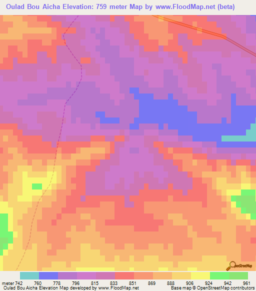 Oulad Bou Aicha,Algeria Elevation Map