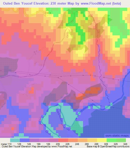 Ouled Ben Youcef,Algeria Elevation Map