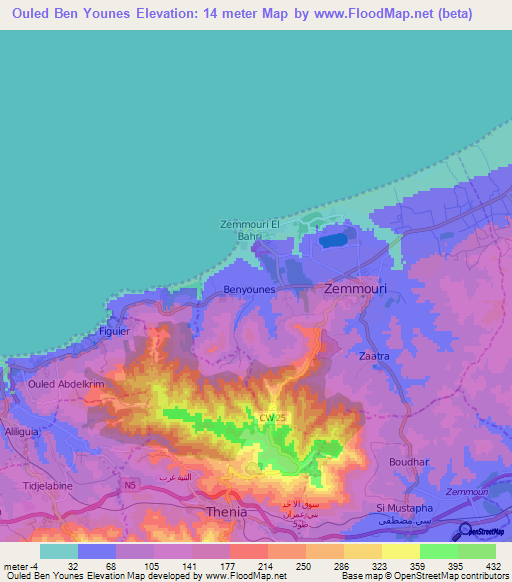 Ouled Ben Younes,Algeria Elevation Map