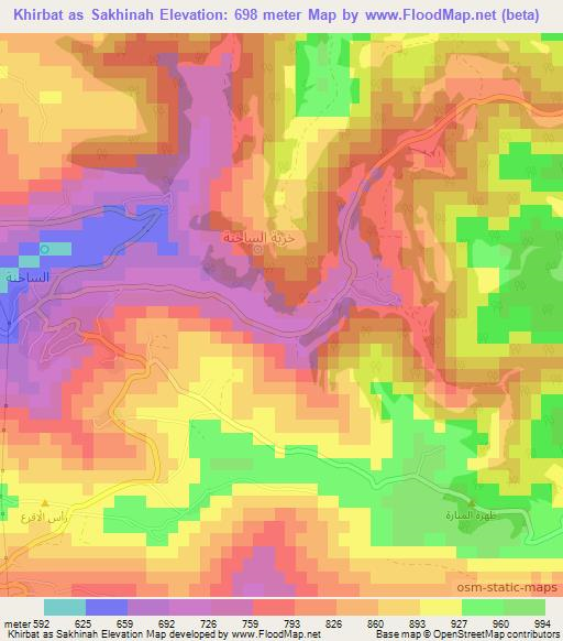 Khirbat as Sakhinah,Jordan Elevation Map