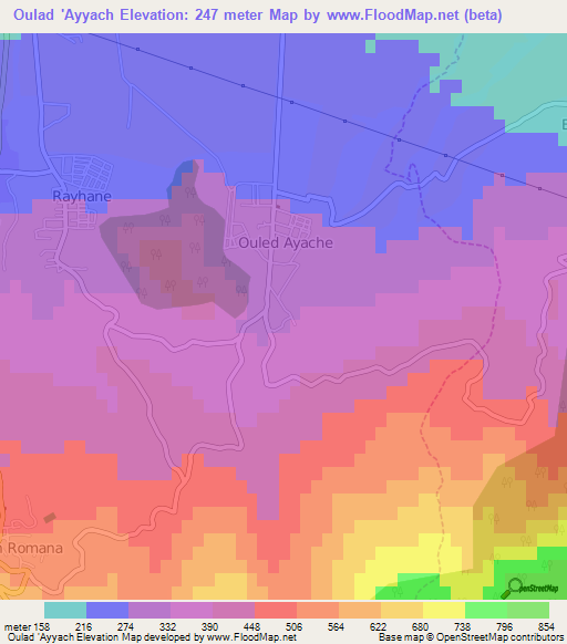 Oulad 'Ayyach,Algeria Elevation Map