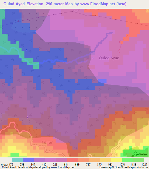Oulad Ayad,Algeria Elevation Map