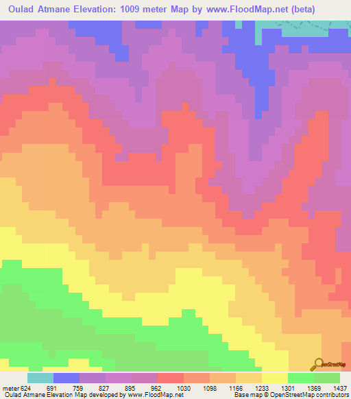 Oulad Atmane,Algeria Elevation Map