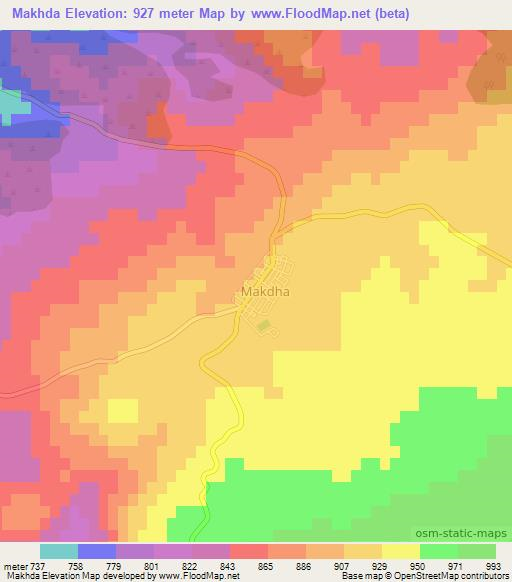 Makhda,Algeria Elevation Map