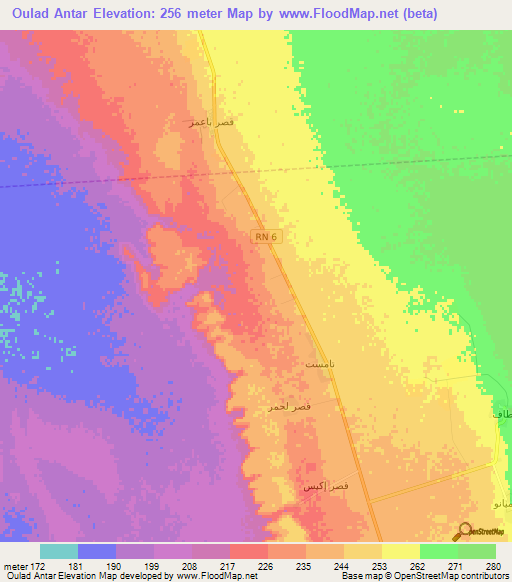 Oulad Antar,Algeria Elevation Map