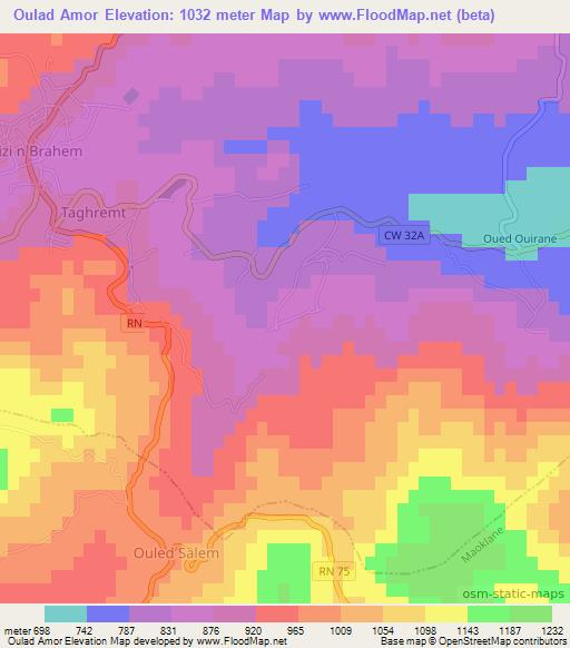 Oulad Amor,Algeria Elevation Map