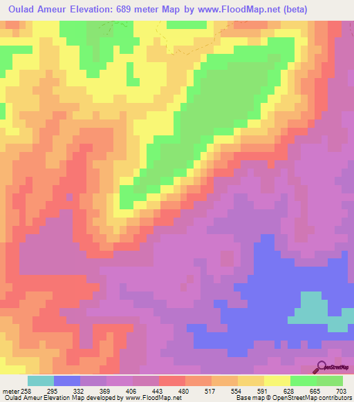 Oulad Ameur,Algeria Elevation Map