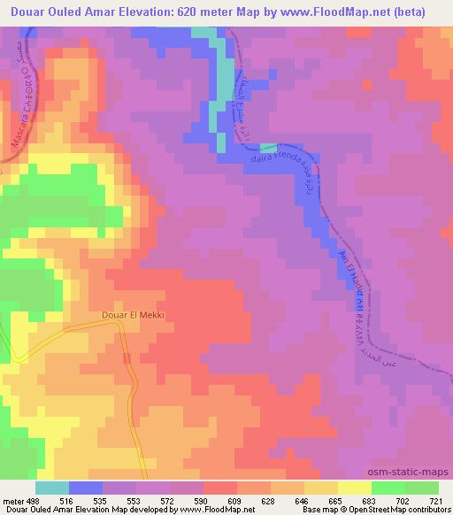 Douar Ouled Amar,Algeria Elevation Map