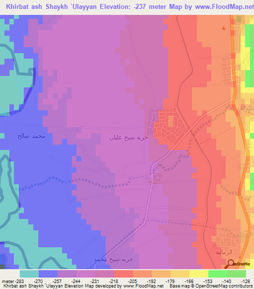 Khirbat ash Shaykh `Ulayyan,Jordan Elevation Map