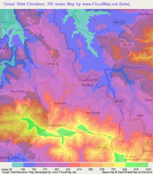 Oulad 'Allal,Algeria Elevation Map