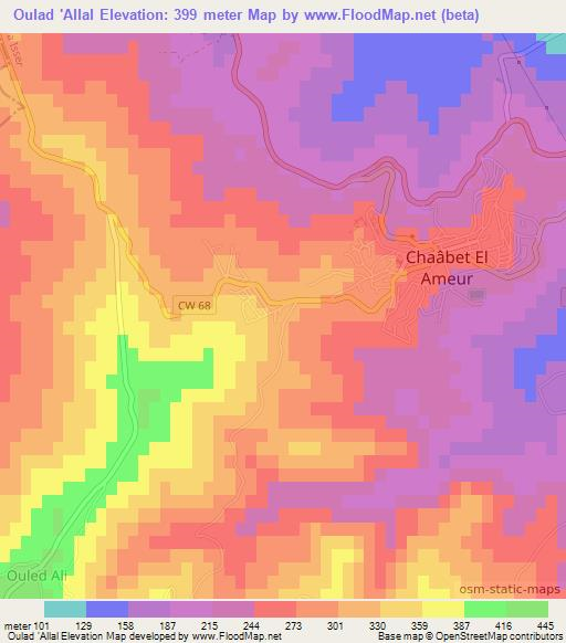 Oulad 'Allal,Algeria Elevation Map