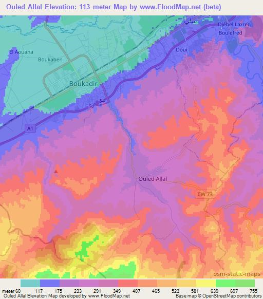 Ouled Allal,Algeria Elevation Map