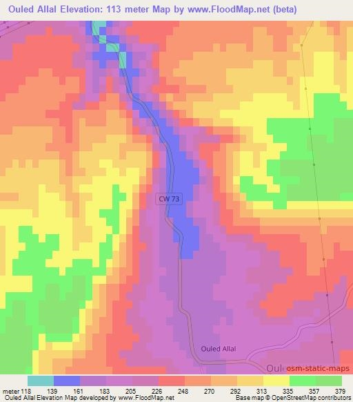 Ouled Allal,Algeria Elevation Map