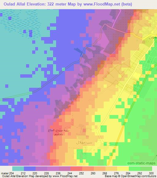 Oulad Allal,Algeria Elevation Map