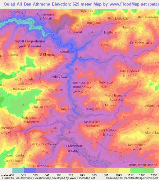 Oulad Ali Ben Athmane,Algeria Elevation Map