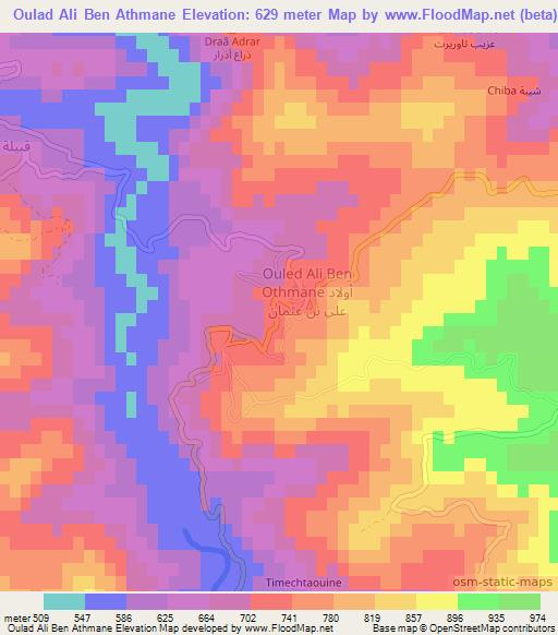 Oulad Ali Ben Athmane,Algeria Elevation Map
