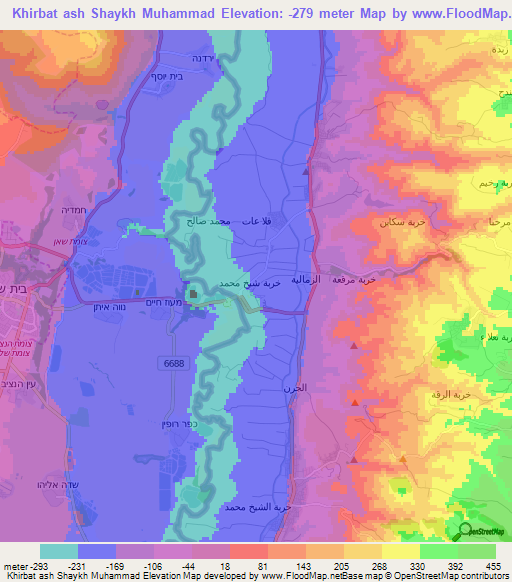 Khirbat ash Shaykh Muhammad,Jordan Elevation Map