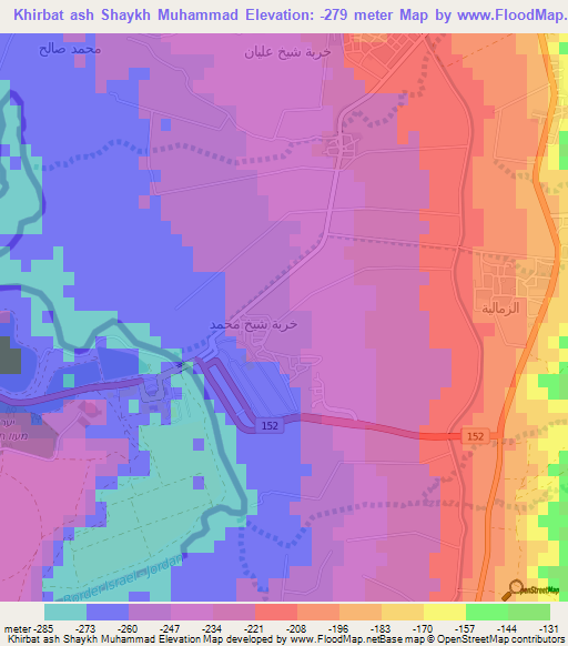 Khirbat ash Shaykh Muhammad,Jordan Elevation Map