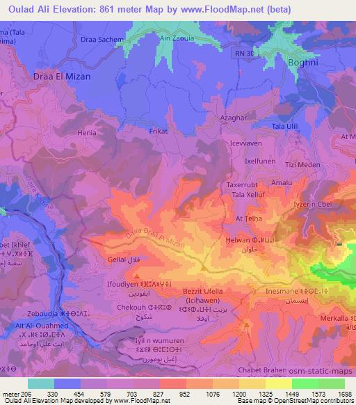 Oulad Ali,Algeria Elevation Map