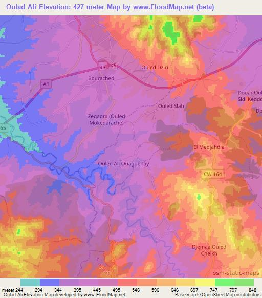 Oulad Ali,Algeria Elevation Map