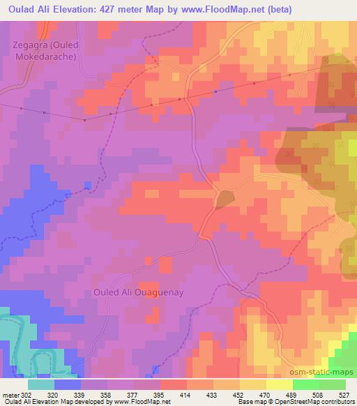 Oulad Ali,Algeria Elevation Map