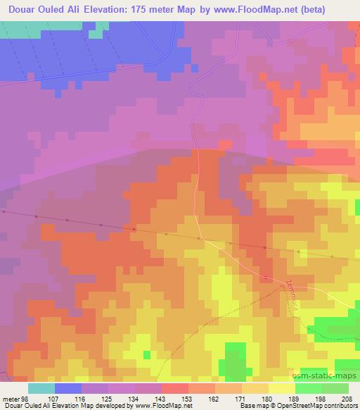 Douar Ouled Ali,Algeria Elevation Map