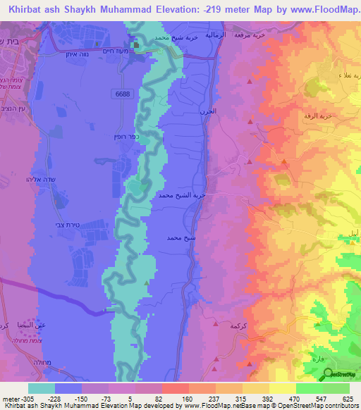Khirbat ash Shaykh Muhammad,Jordan Elevation Map
