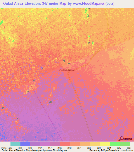 Oulad Aissa,Algeria Elevation Map