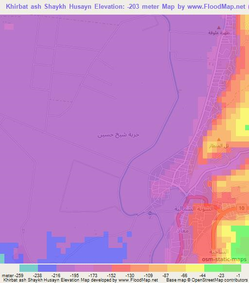 Khirbat ash Shaykh Husayn,Jordan Elevation Map