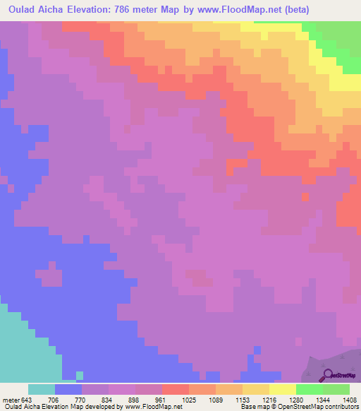 Oulad Aicha,Algeria Elevation Map