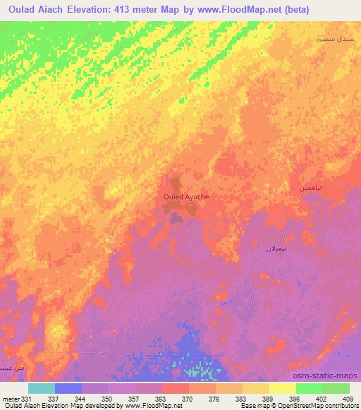 Oulad Aiach,Algeria Elevation Map