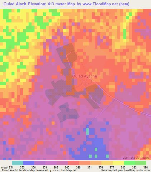 Oulad Aiach,Algeria Elevation Map