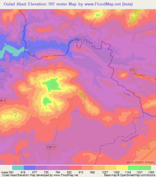 Oulad Abed,Algeria Elevation Map