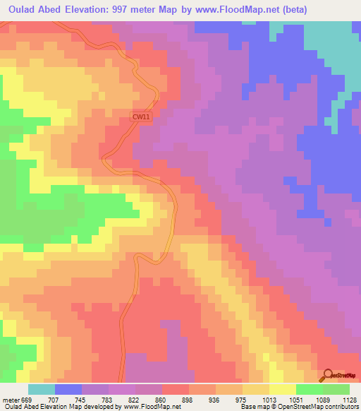 Oulad Abed,Algeria Elevation Map