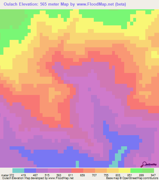 Oulach,Algeria Elevation Map