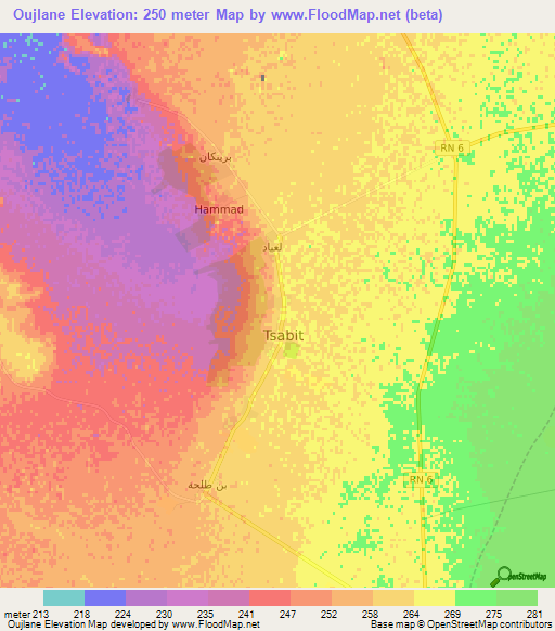 Oujlane,Algeria Elevation Map