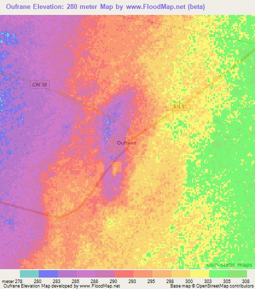 Oufrane,Algeria Elevation Map